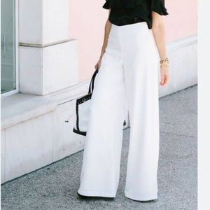 White high waisted wide-leg trousers